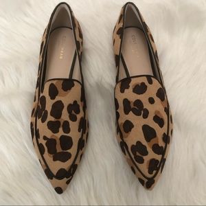 Cole Haan Brie Skimmer Hair Calf Loafers Animal Print 8 1/2
